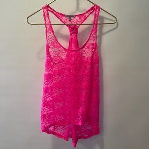 Lace Neon Pink Top Size S